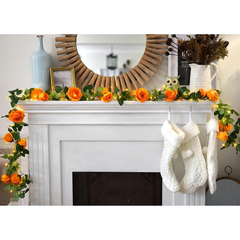 FiveSeasonStuff 29 Ft 4 Pack Rose Silk Flower Garland Artificial Flowers Decoration Hanging Floral DÃ©cor for Wedding Baby Shower Birthday Party Garden (Mandarin Orange) - Image 2